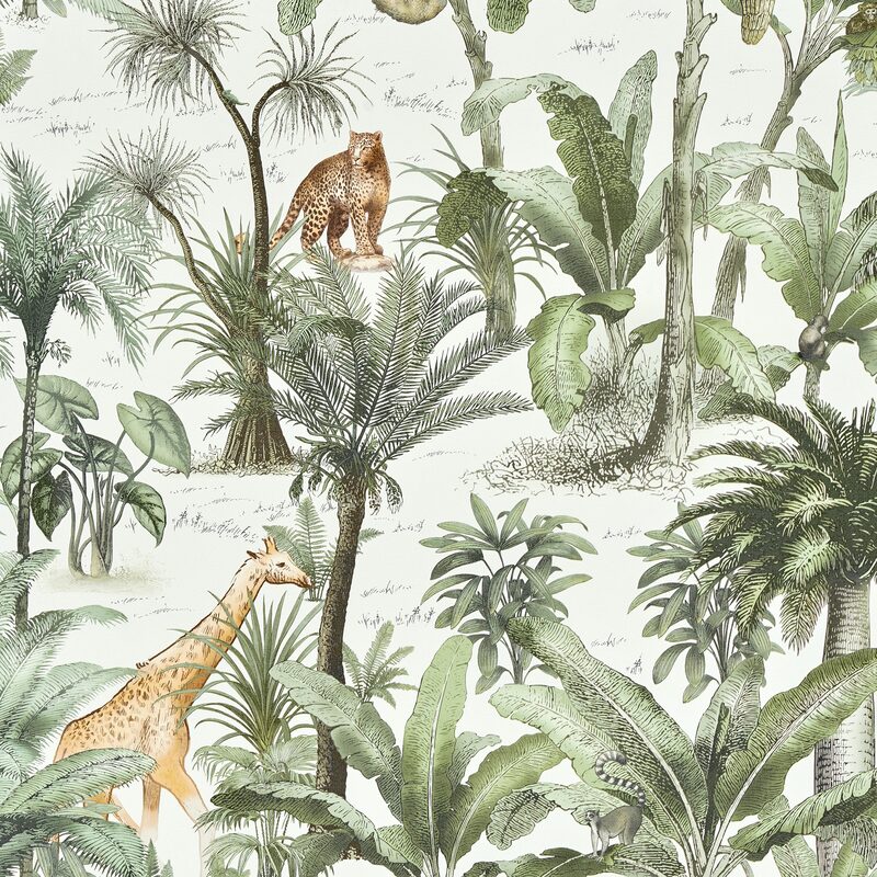 Papier peint intissé MOMBASA coloris vert olive