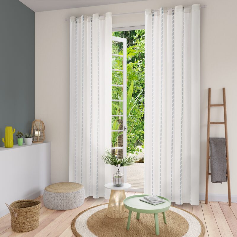 Voilage LAVEZZI coloris bleu 140 x 240 cm