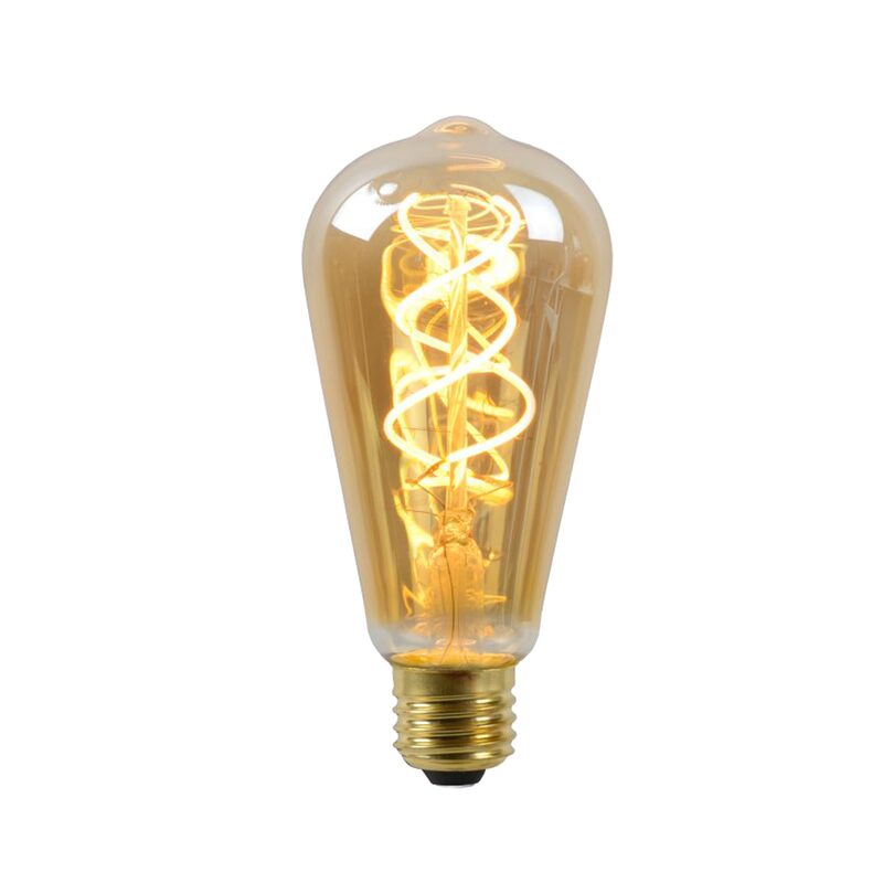 Ampoule LED E27 25W POIRE TORSADE AMBRÉ DIMABLE coloris jaune 14,6 x 6,4 cm