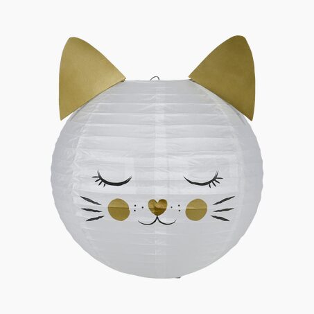 Abat-jour CHAT LOVE coloris blanc 21 x 35 cm