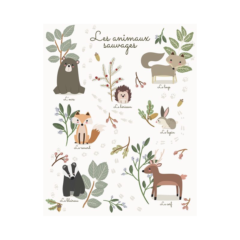 Tableau LES ANIMAUX SAUVAGES coloris multicolore