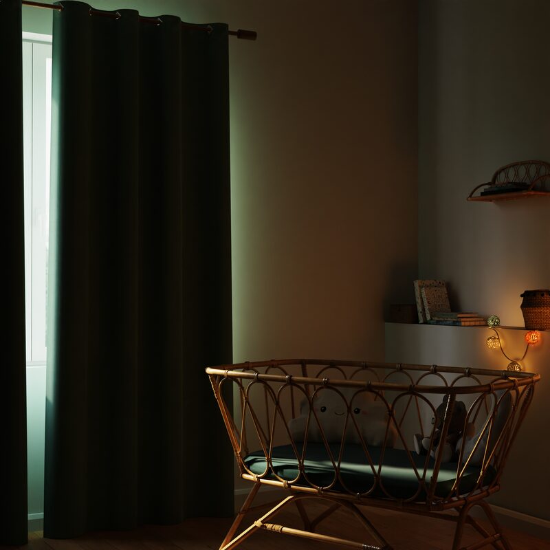 Rideau occultant MARVIN coloris kaki 140 x 250 cm