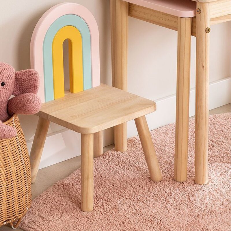 Chaise enfant MINI RAINBOW coloris Brun bois