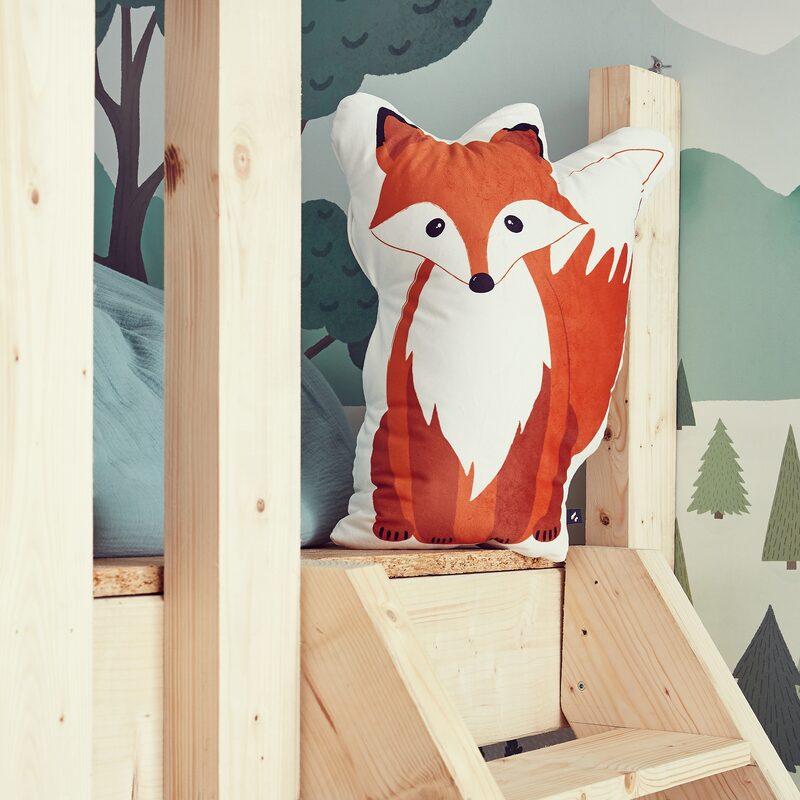 Coussin FOXY coloris blanc/brun 36 x 46 cm