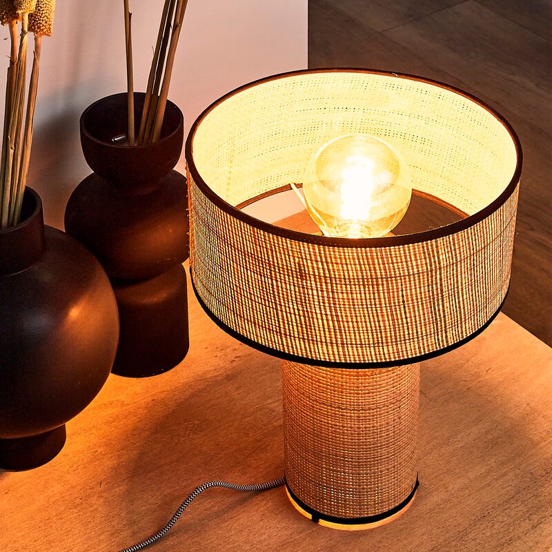 Lampe à poser MADAGASCAR coloris raphia 39 x 28 cm
