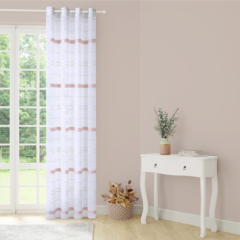 Voilage CLELIA coloris rose thé 140 x 240 cm