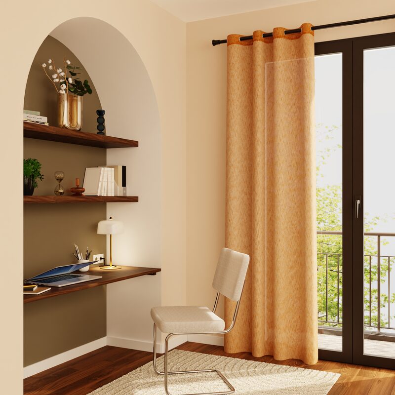 Voilage VOILE PLUS QUE CHIC coloris ocre 135 x 240 cm