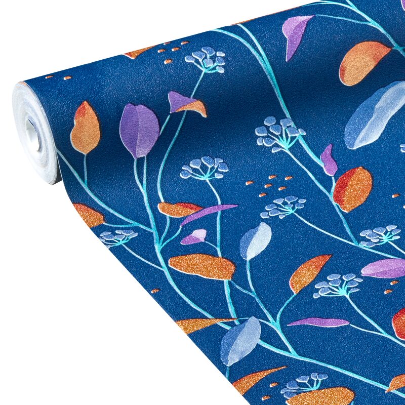 Papier peint intissé FIONA coloris bleu nuit
