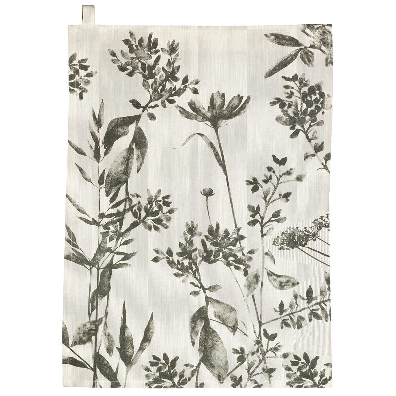 Torchon ISAM coloris blanc/kaki 50 x 70 cm