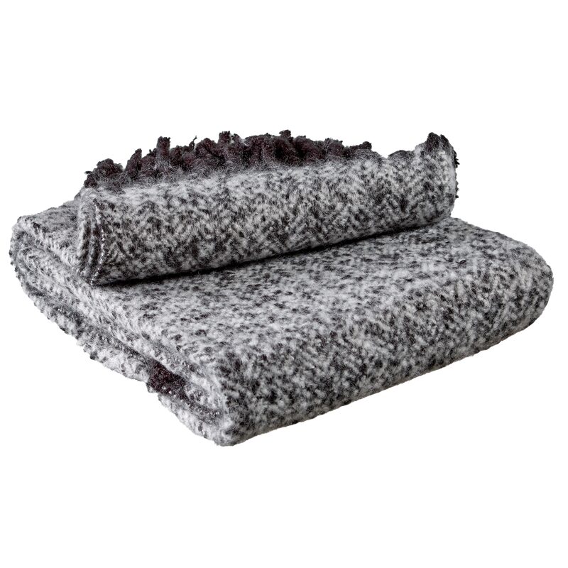 Plaid franges FREJA coloris noir