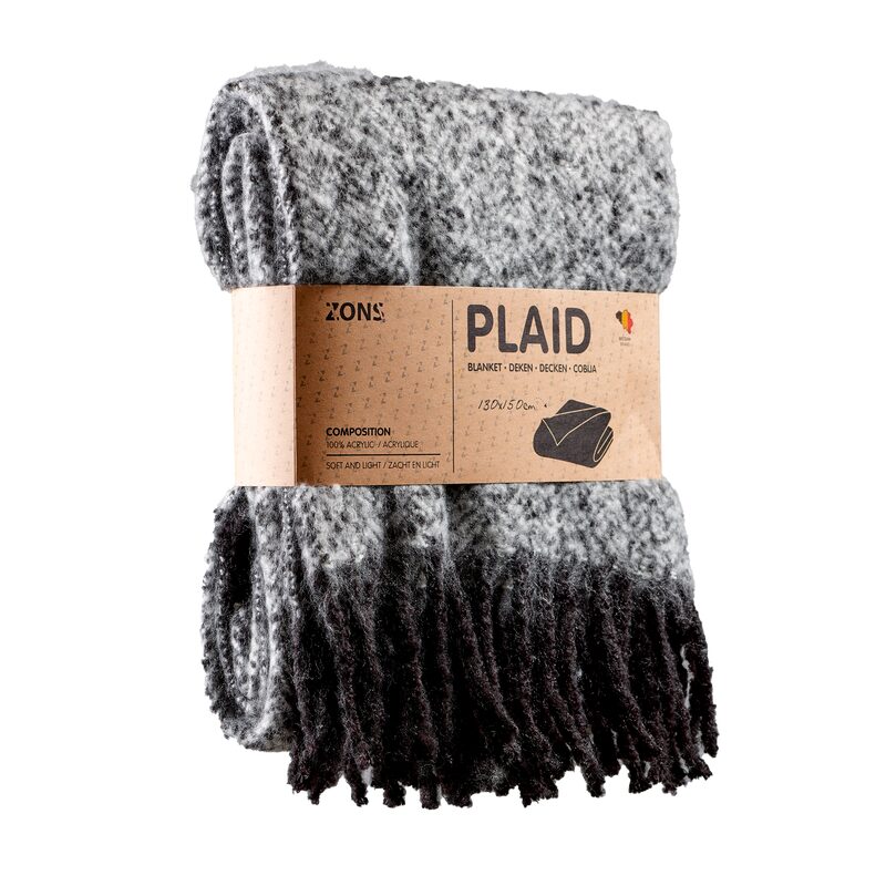 Plaid franges FREJA coloris noir