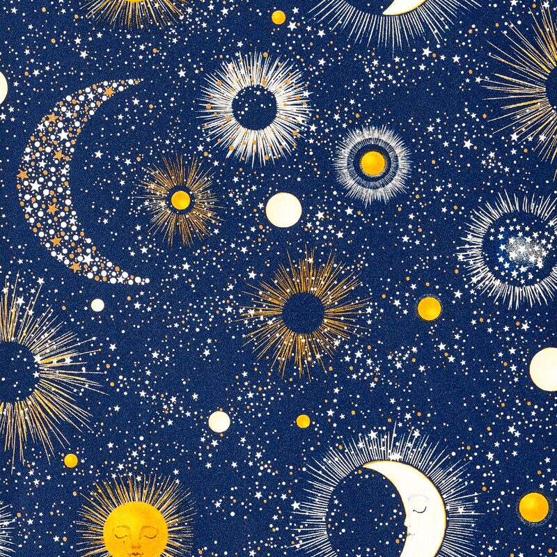 Papier peint intissé TO THE MOON BY E. RIVASSOUX coloris bleu nuit