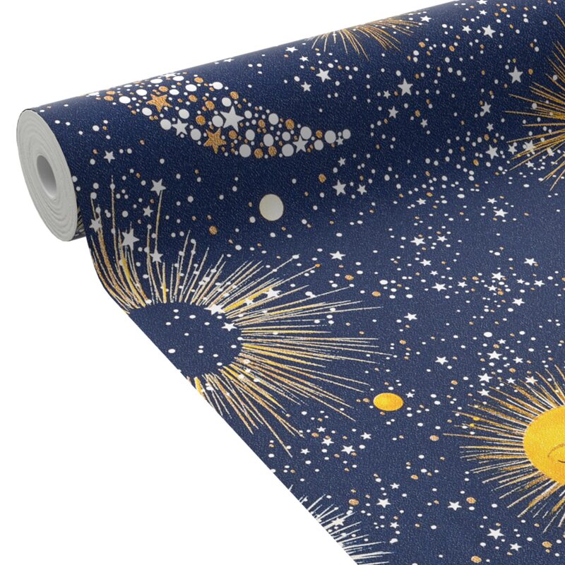 Papier peint intissé TO THE MOON BY E. RIVASSOUX coloris bleu nuit