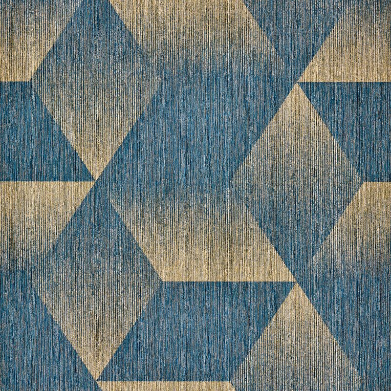 Papier peint intissé CHARLESTOWN coloris bleu doré