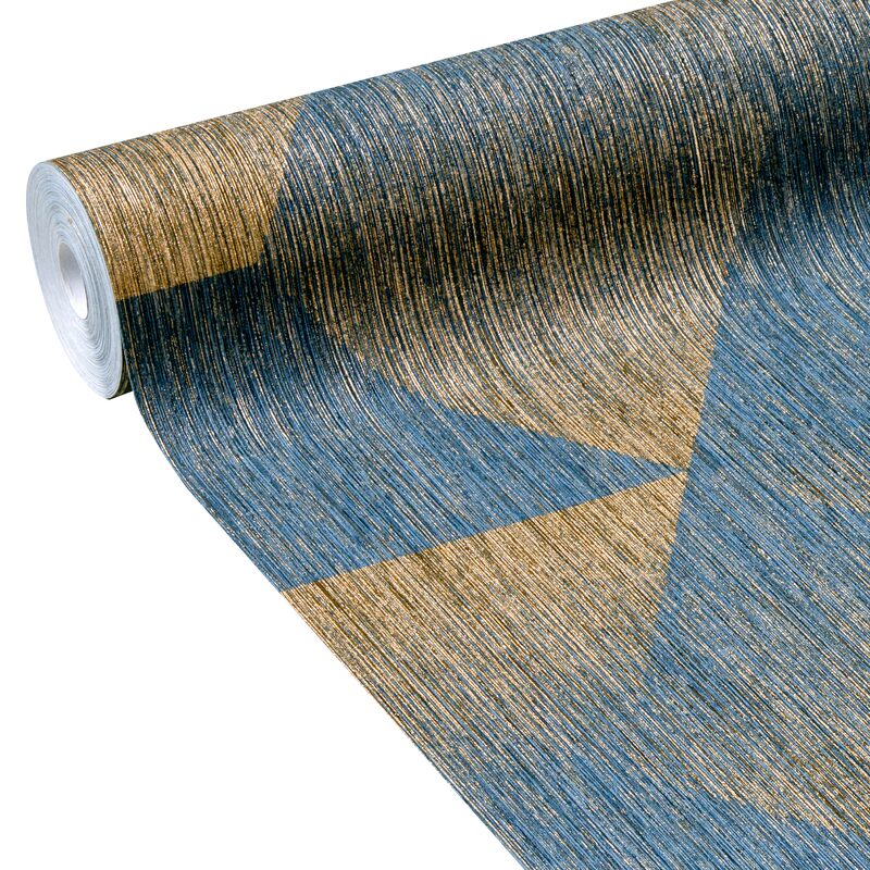 Papier peint intissé CHARLESTOWN coloris bleu doré