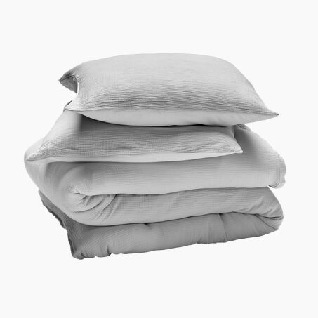 Parure de lit en gaze de coton ANOKIAS gris perle 140 x 200 cm