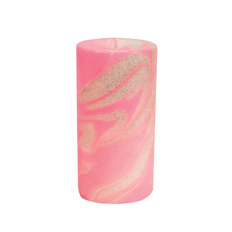 Bougie cylindrique GLITTER coloris rose