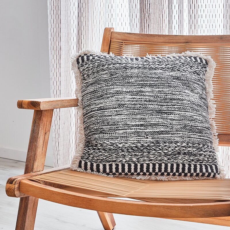 Coussin RENZO coloris beige/gris 45 x 45 cm