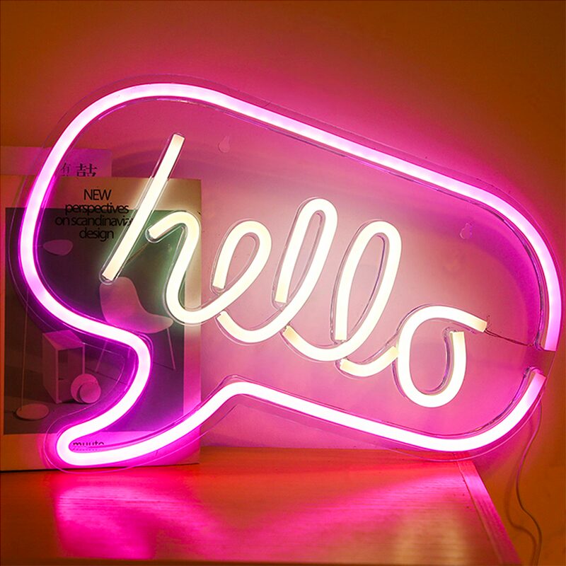 Néon HELLO coloris rose