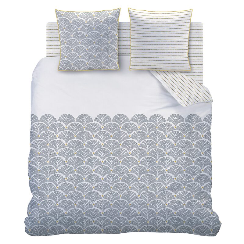 Parure de lit en toile de coton LENA coloris blanc 240 x 220 cm
