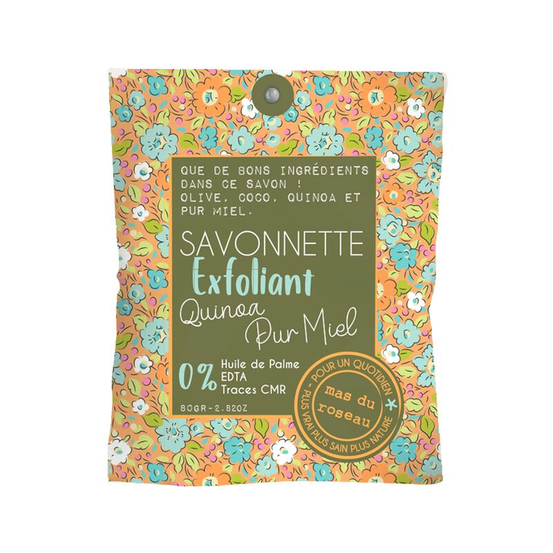 Savon VISAGE  EXFOLIANT QUINOA PUR MIEL quinoa pure miel