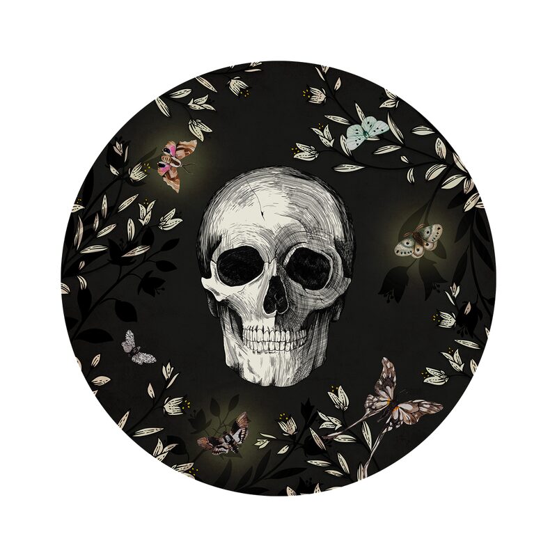 Tableau en verre SKULL FLOWER coloris noir