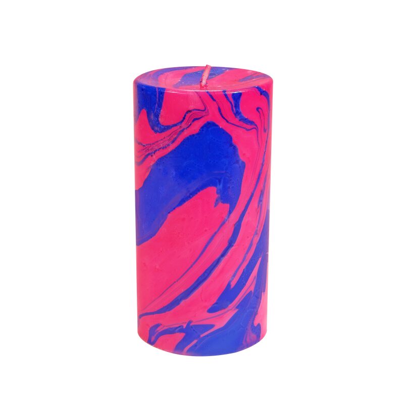 Bougie cylindrique CANDY SHOP coloris bleu et rose