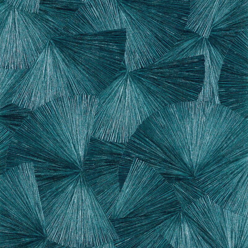 Papier peint intissé YANG coloris bleu paon
