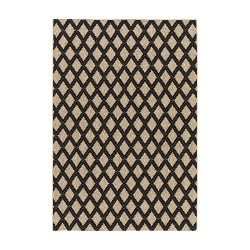 Tapis extérieur GRACE coloris naturel et noir 160 x 230 cm