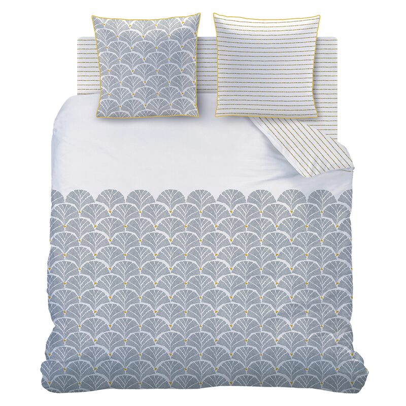 Parure de lit en toile de coton LENA coloris blanc 260 x 240 cm