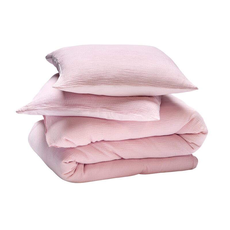 Parure de lit en gaze de coton ANOKIAS coloris rose 240 x 260 cm