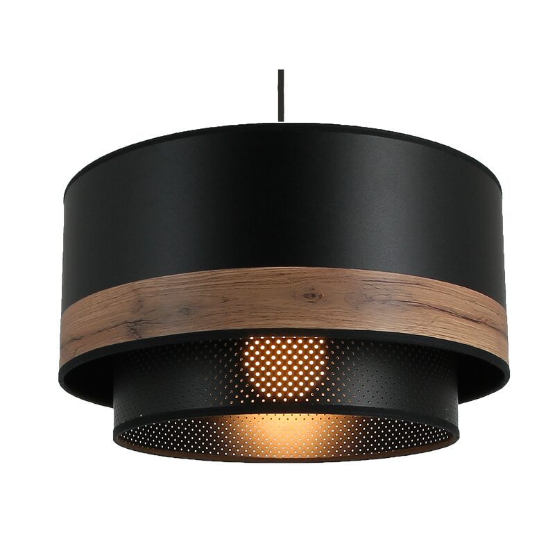 Suspension BACK UP coloris noir et bois 21 x 38 cm