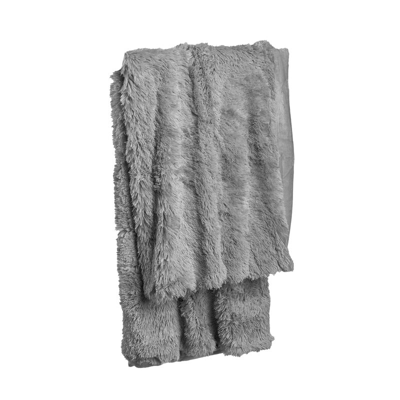 Plaid fausse fourrure BODRUN coloris gris perle