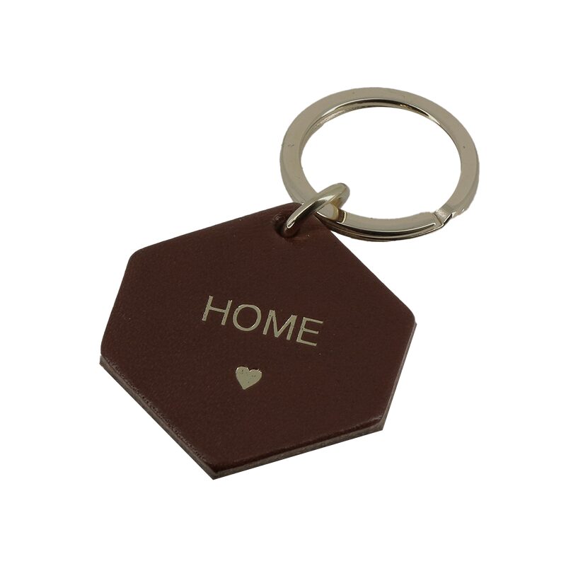 Porte clef HOME coloris camel