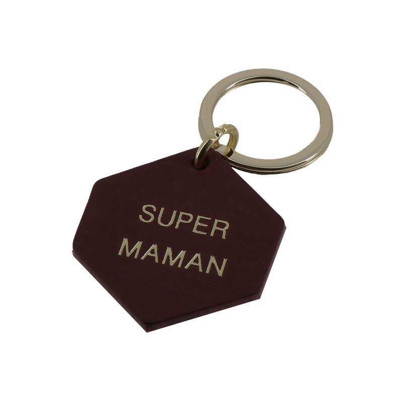 Porte clef SUPER MAMAN coloris prune
