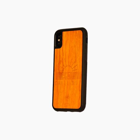 Coque en bois Coque de téléphone CHILL OUT brun hauteur 15,3 cm