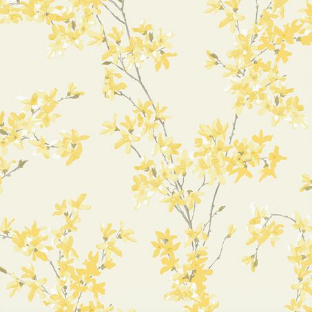 LAURA ASHLEY Papier peint intissé EMMY coloris bouton d'or