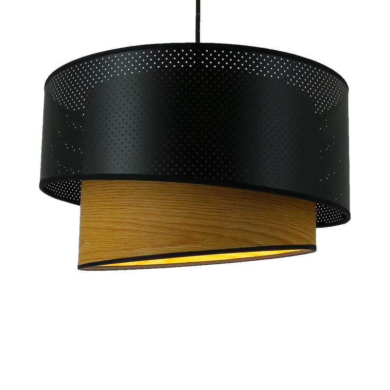 Suspension IONOS VINTAGE coloris noir et bois 22,5 x 38 cm