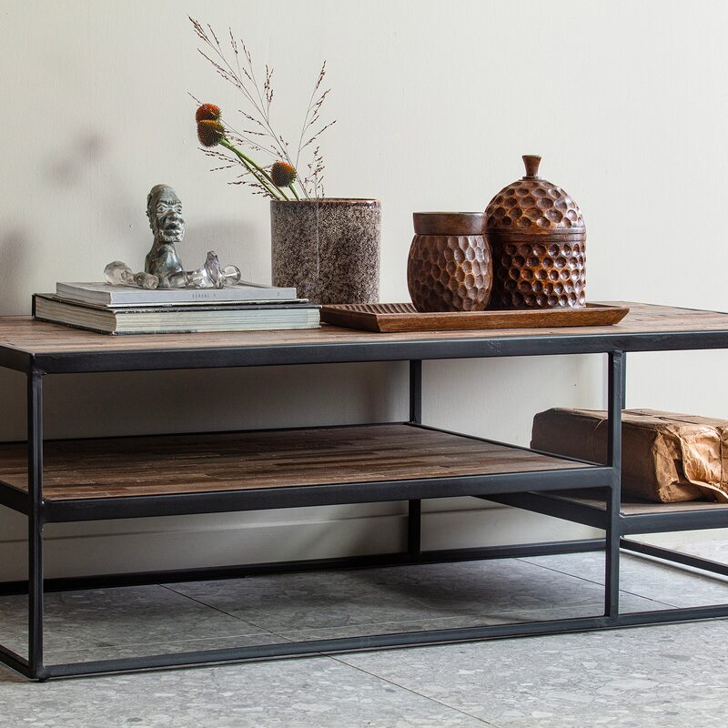 Table basse VIC coloris Noir/naturel 120 x 60 cm
