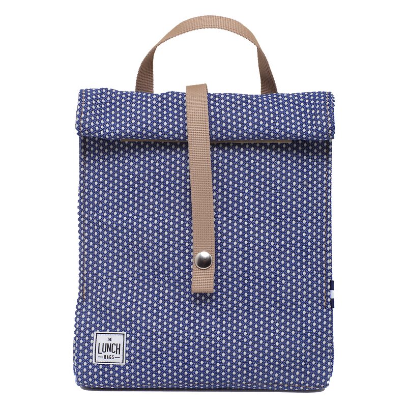 Glacière SAC LUNCH coloris pois bleu/blanc avec sangle beige