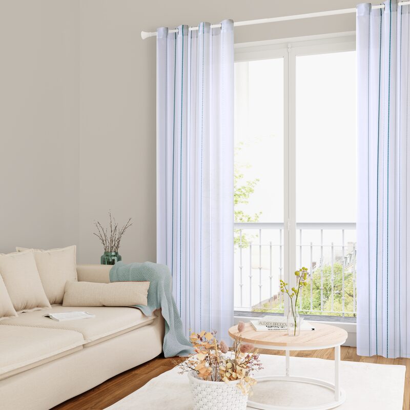 Voilage AUREA coloris bleu paon 140 x 240 cm