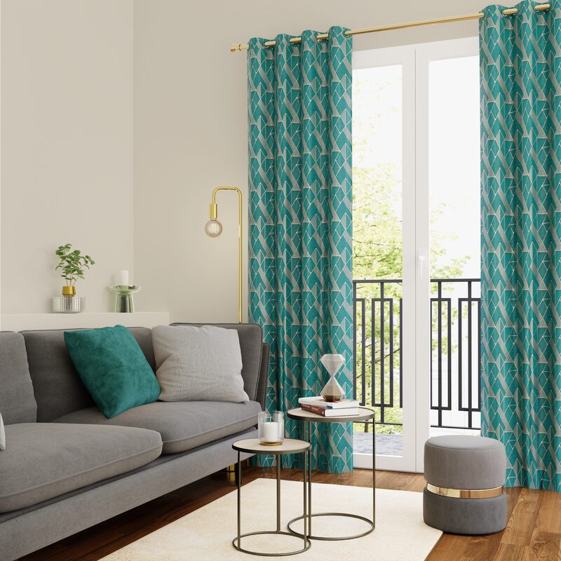 Rideau KRISS coloris bleu paon 140 x 260 cm