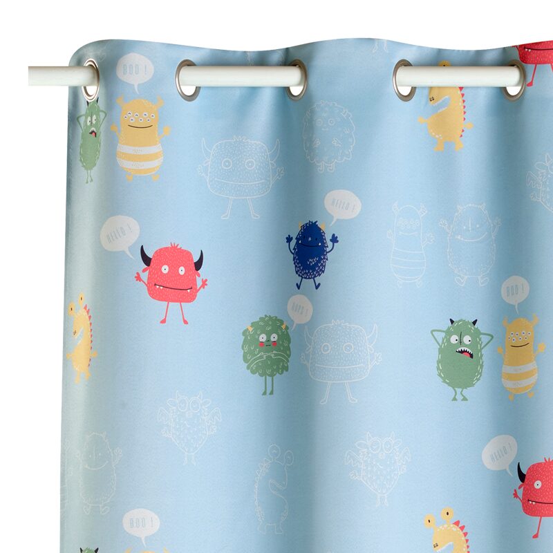 Rideau occultant CUTE MONSTER coloris multicolore 140 x 250 cm