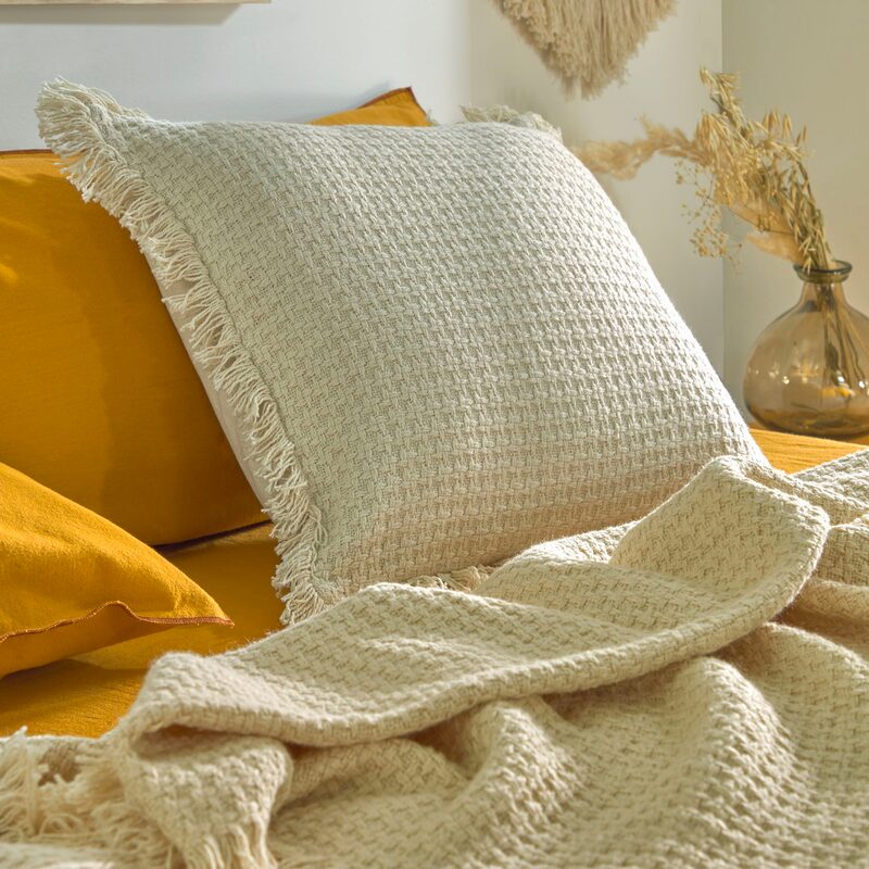 Housse de coussin AMARILYS coloris ivoire 45 x 45 cm