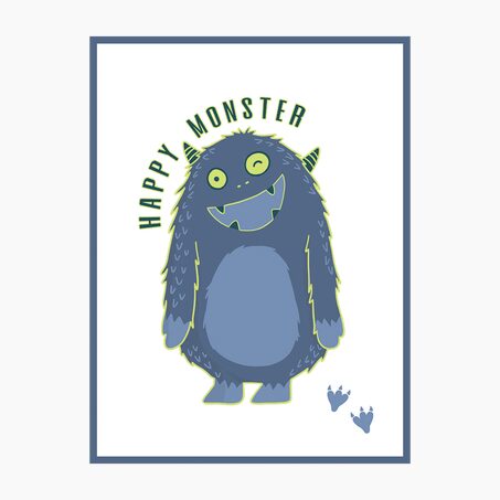 4MURS Toile embellie CUTE MONSTER 30 x 40 cm bleu