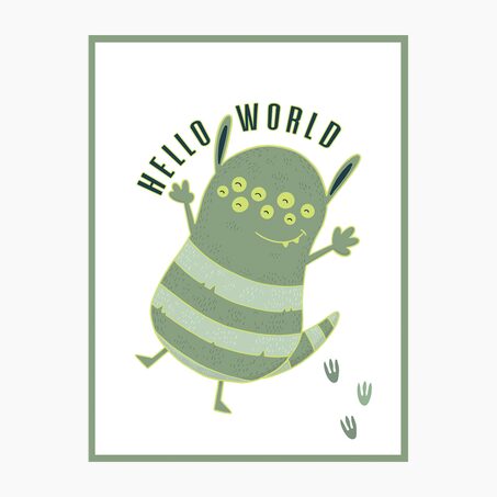 4MURS Toile embellie CUTE MONSTER 30 x 40 cm vert