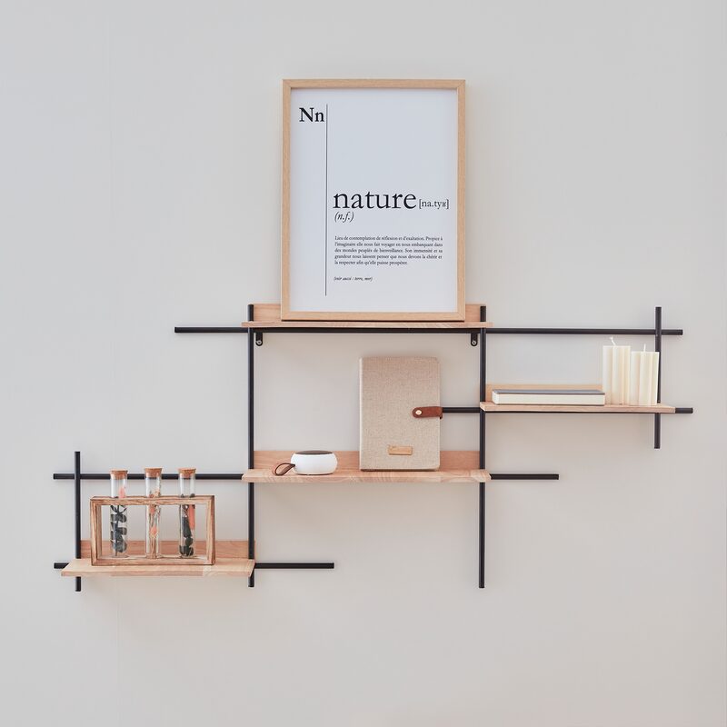 Etagère en bois EMMETT coloris beige et noir