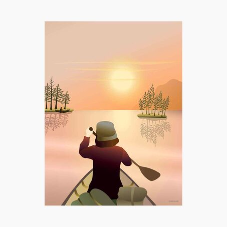 Vissevasse Affiche CANOEING ON THE LAKE 30 x 40 cm