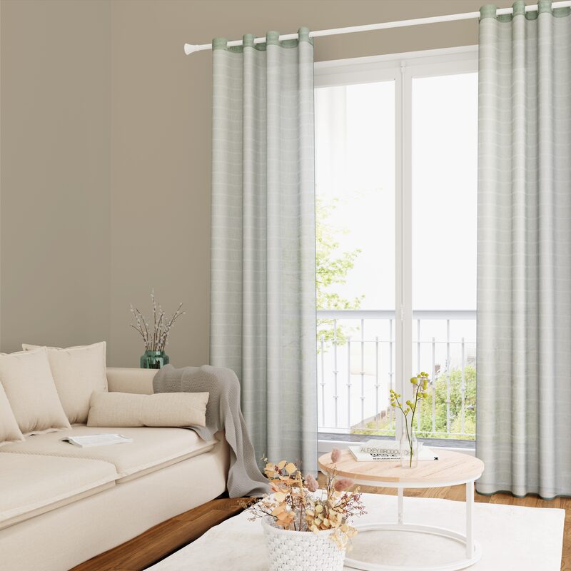 Voilage LIZEA coloris bleu menthol 140 x 240 cm