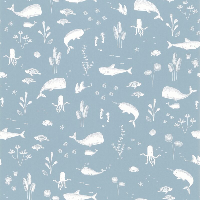 Papier peint intissé LITTLE DUTCH OCEAN coloris bleu jeans